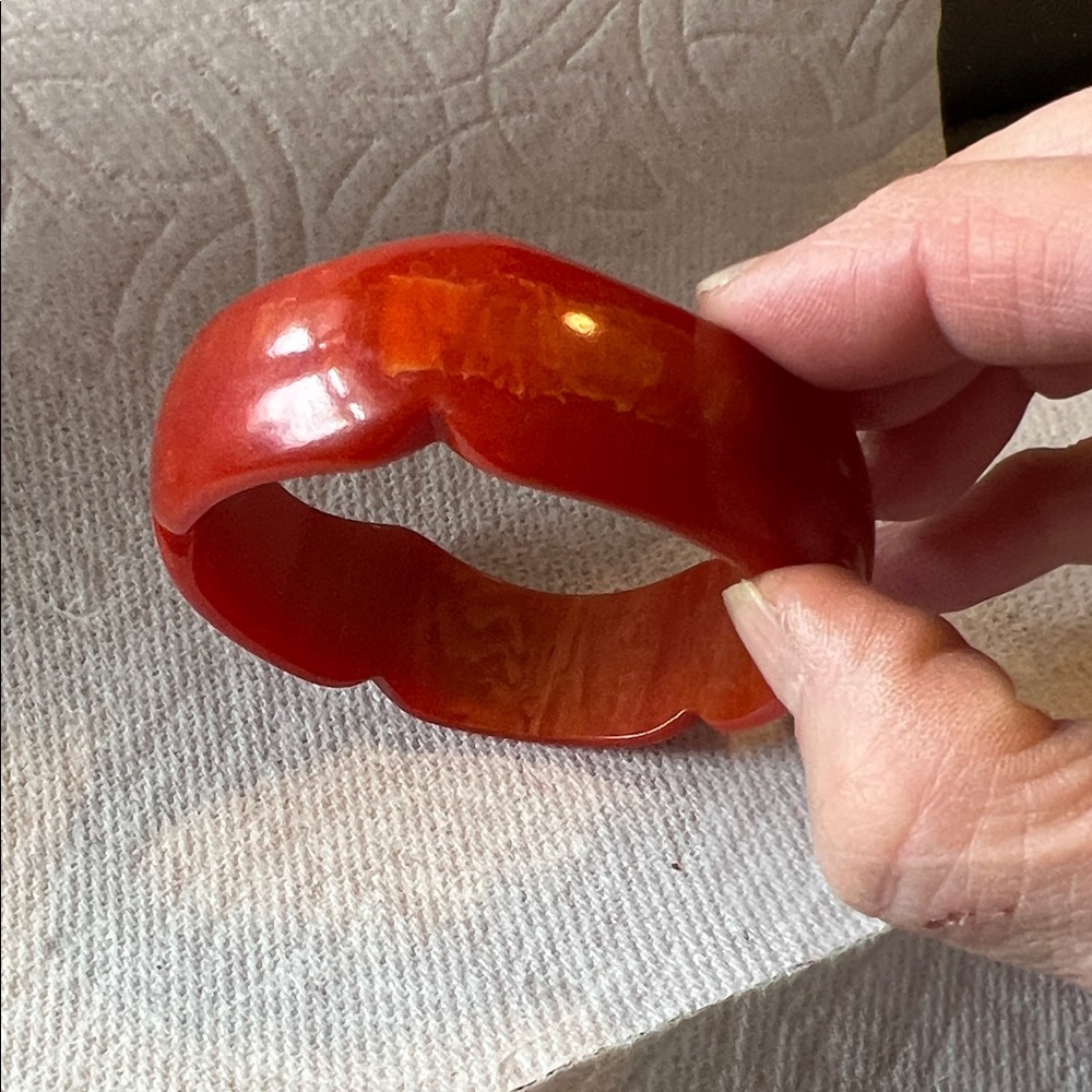 Vintage Red Bakelite marbled bracelet bangle